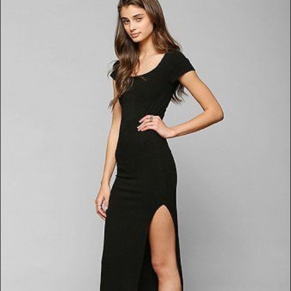 silence + noise ribbed knit maxi dress